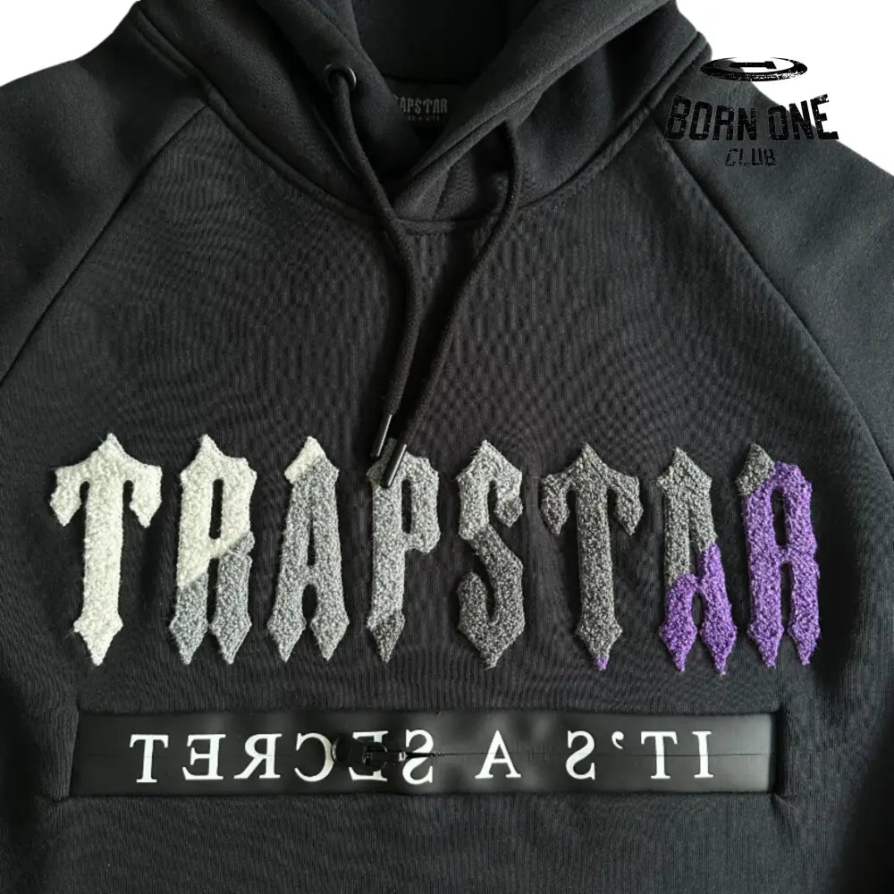 Conjunto Trapstar Decdoded Chenille Hooded Tracksuit Black & Purple
