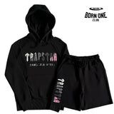 Conjunto Trapstar Decdoded Hooded Short Set Black & Pink P