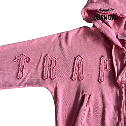 Conjunto Trapstar Feminino Irongate Cropped Batwing Zip Pink