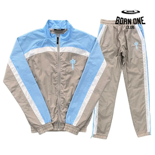 Conjunto Trapstar Irongate Shellsuit Gray & Baby Blue P