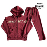 Conjunto Trapstar Script Zip Through Hoodie Zinfandel P