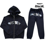 Conjunto Widcard Zip-Black and Blue Jaqueta e Calça Trapstar Tracksuits P