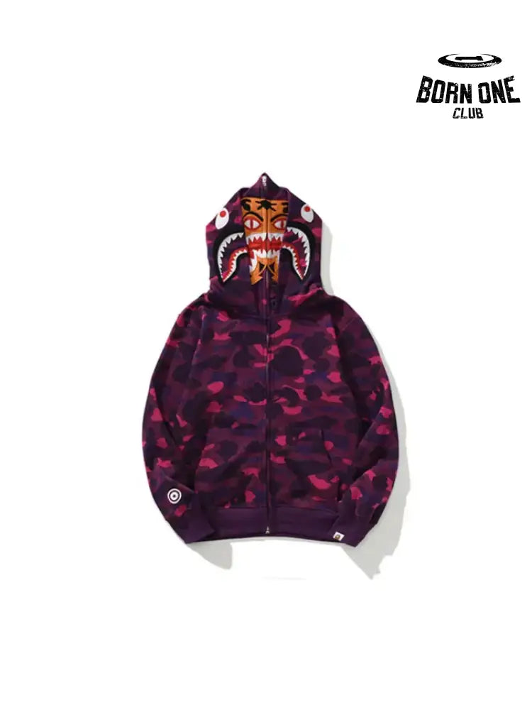 Bape Shark Tiger Head Moletom Zíper