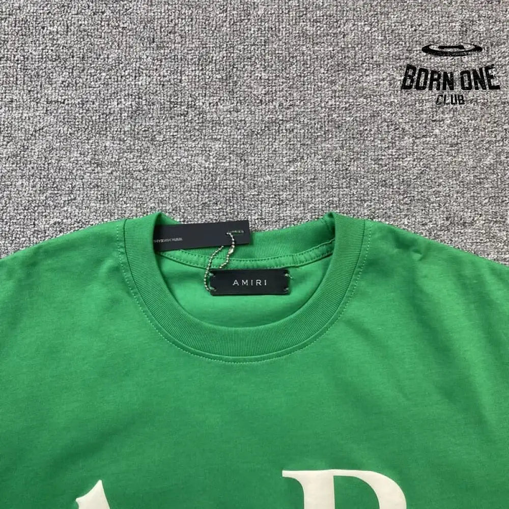 Camiseta Amiri Staggered Logo Verde