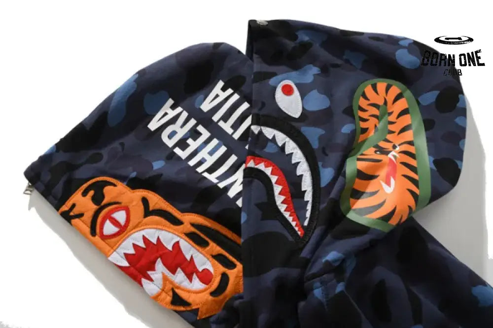 Bape Shark Tiger Head Moletom Zíper