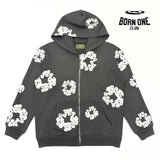DENIM TEARS ZIP HOODIE CINZA Moletom Jaqueta