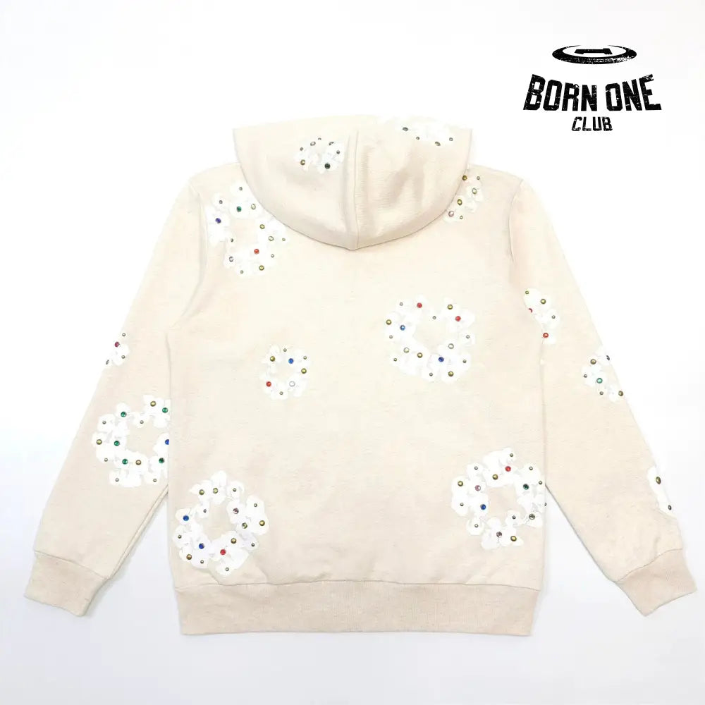 DENIM TEARS ZIP HOODIE CREME Moletom Jaqueta