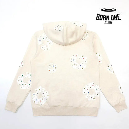 DENIM TEARS ZIP HOODIE CREME Moletom Jaqueta