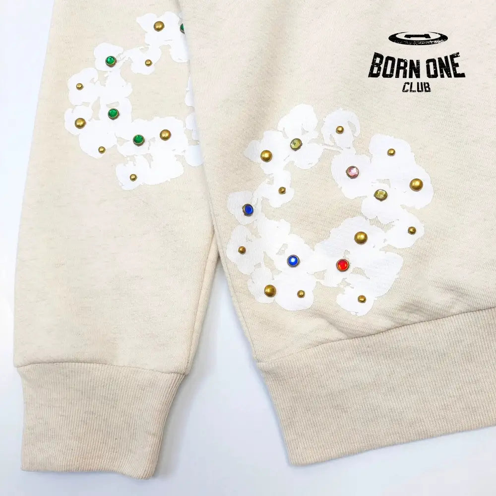 DENIM TEARS ZIP HOODIE CREME Moletom Jaqueta