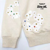 DENIM TEARS ZIP HOODIE CREME Moletom Jaqueta