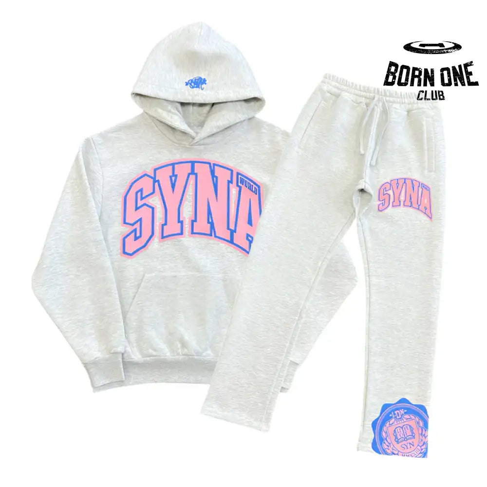 Conjunto Syna World College Logo Cinza/Rosa