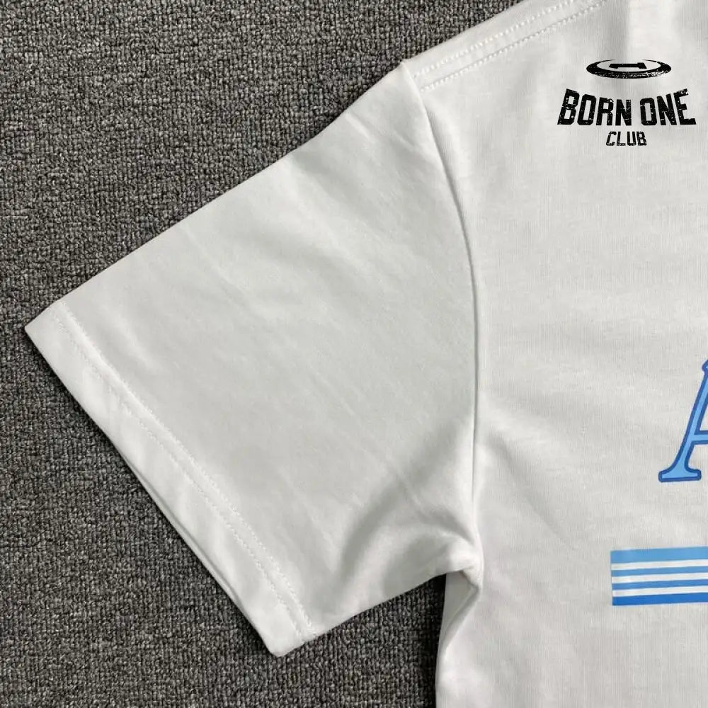 Camiseta Amiri Bar Logo Branca/Azul