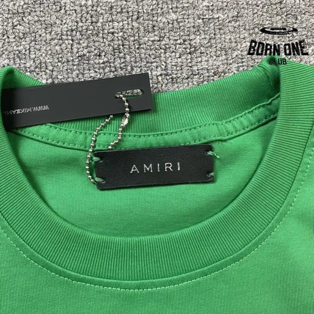 Camiseta Amiri Staggered Logo Verde