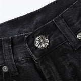 Bermuda Jeans Chrome Hearts Cross Preta