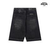 Bermuda Jeans Chrome Hearts Cross Preta