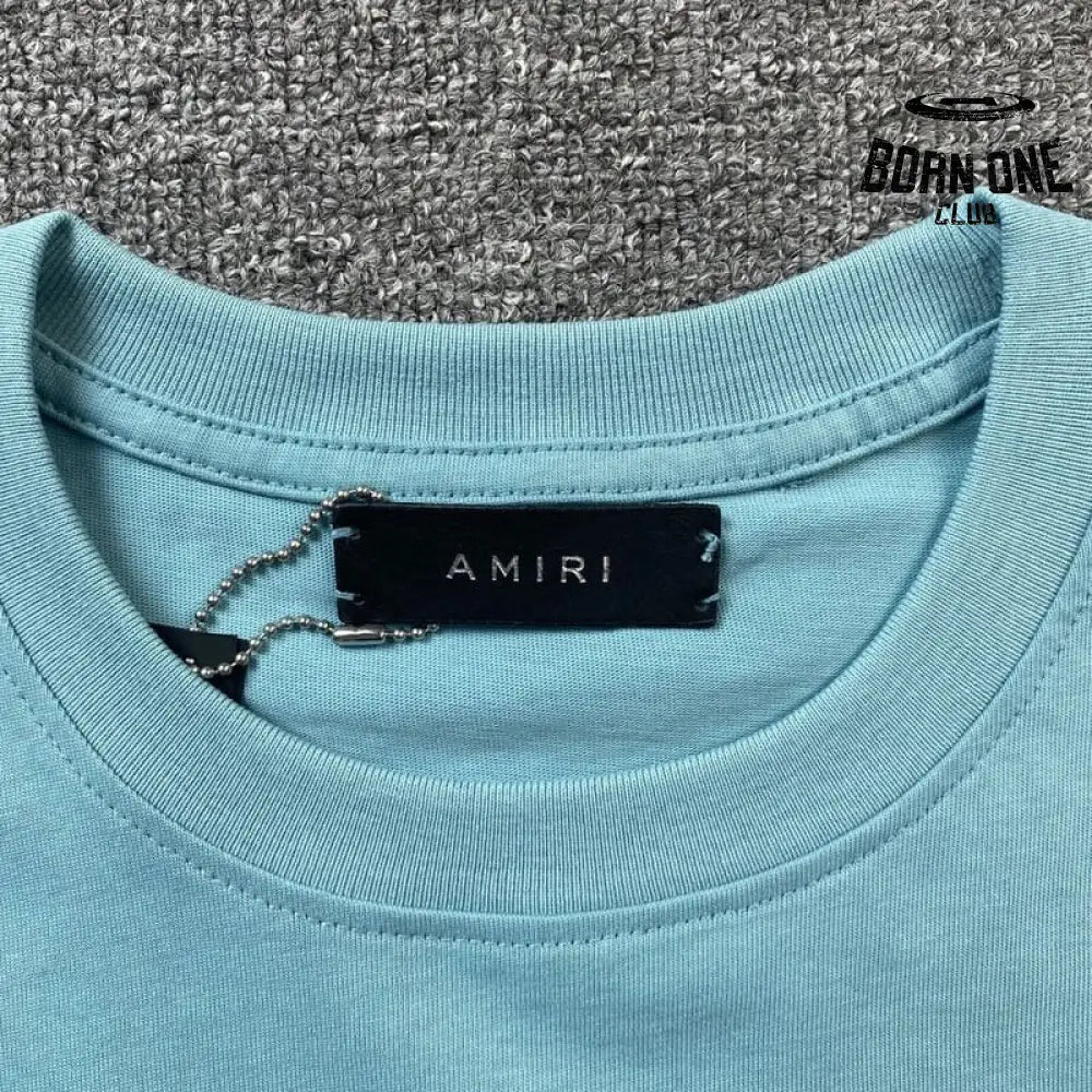Camiseta Amiri Staggered Logo Azul