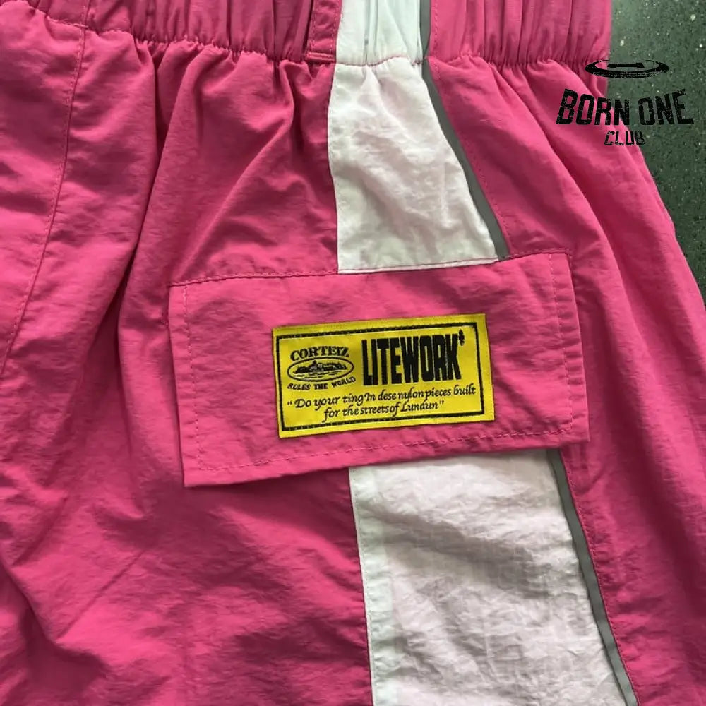 Shorts Corteiz Rosa Branco