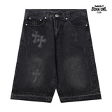 Bermuda Jeans Chrome Hearts Cross Preta