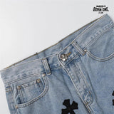 Bermuda Jeans Chrome Hearts Multi Cross Azul