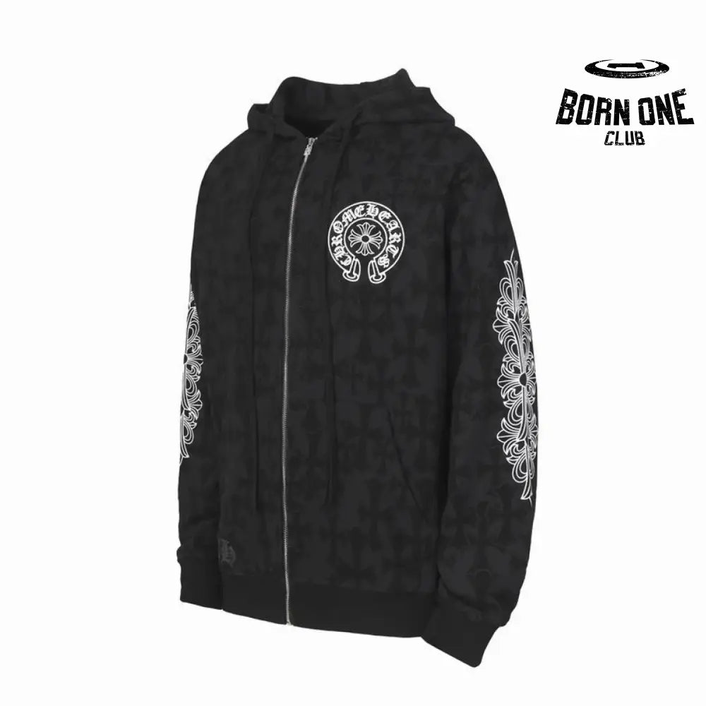 Chrome Hearts Cross Flower Arm Zíper Moletom