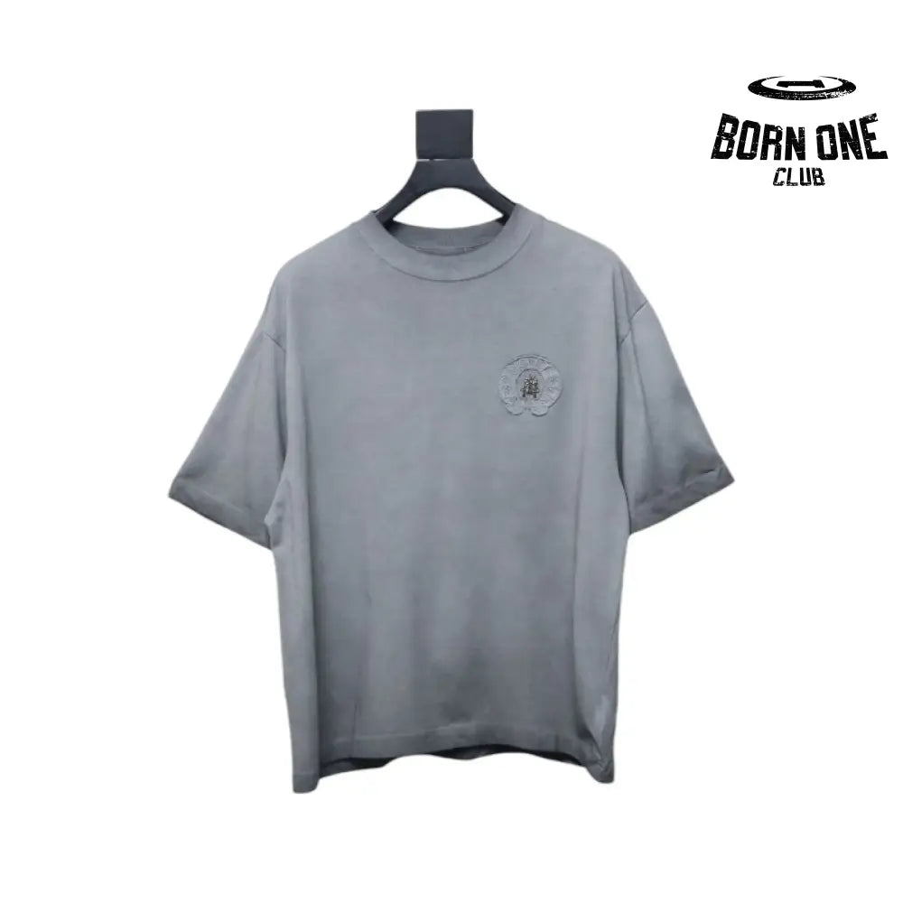Camiseta Chrome Hearts Distressed Horseshoe Cinza Claro