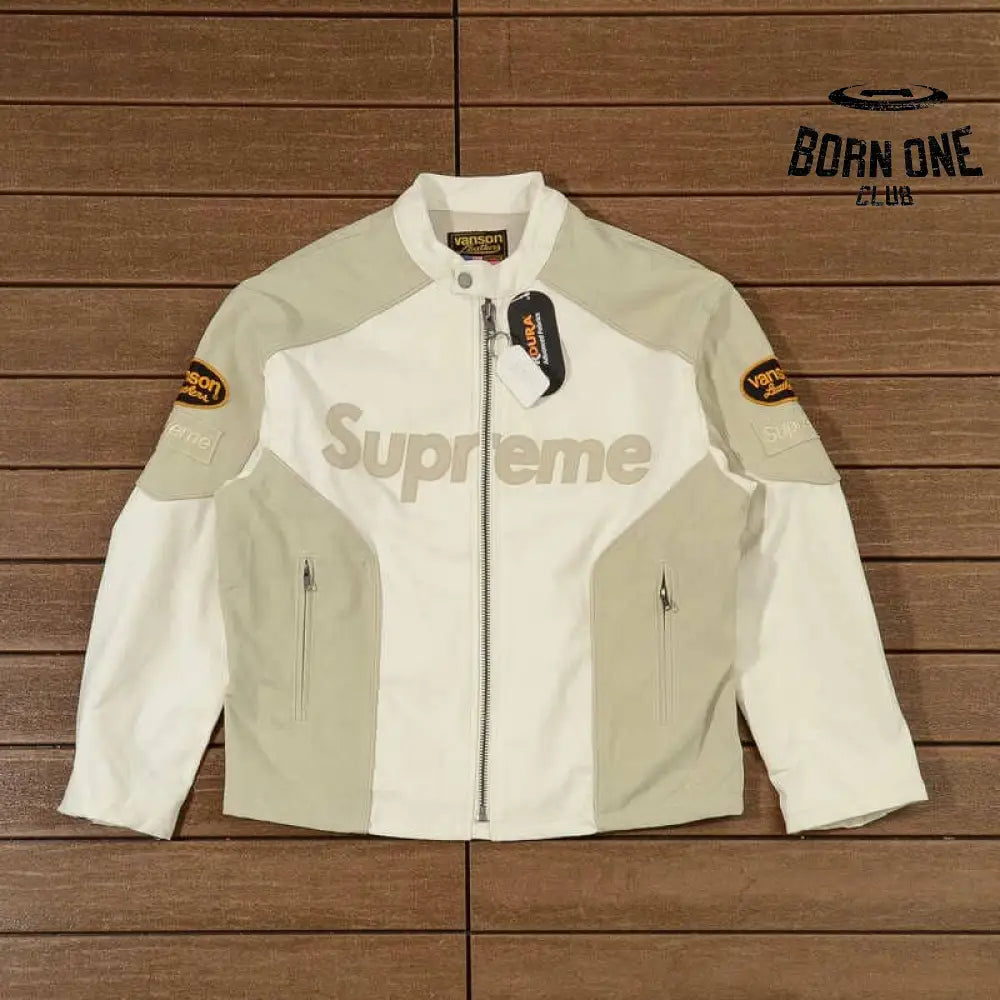 Jaqueta Supreme x Vanson Leathers Cordura White Cream