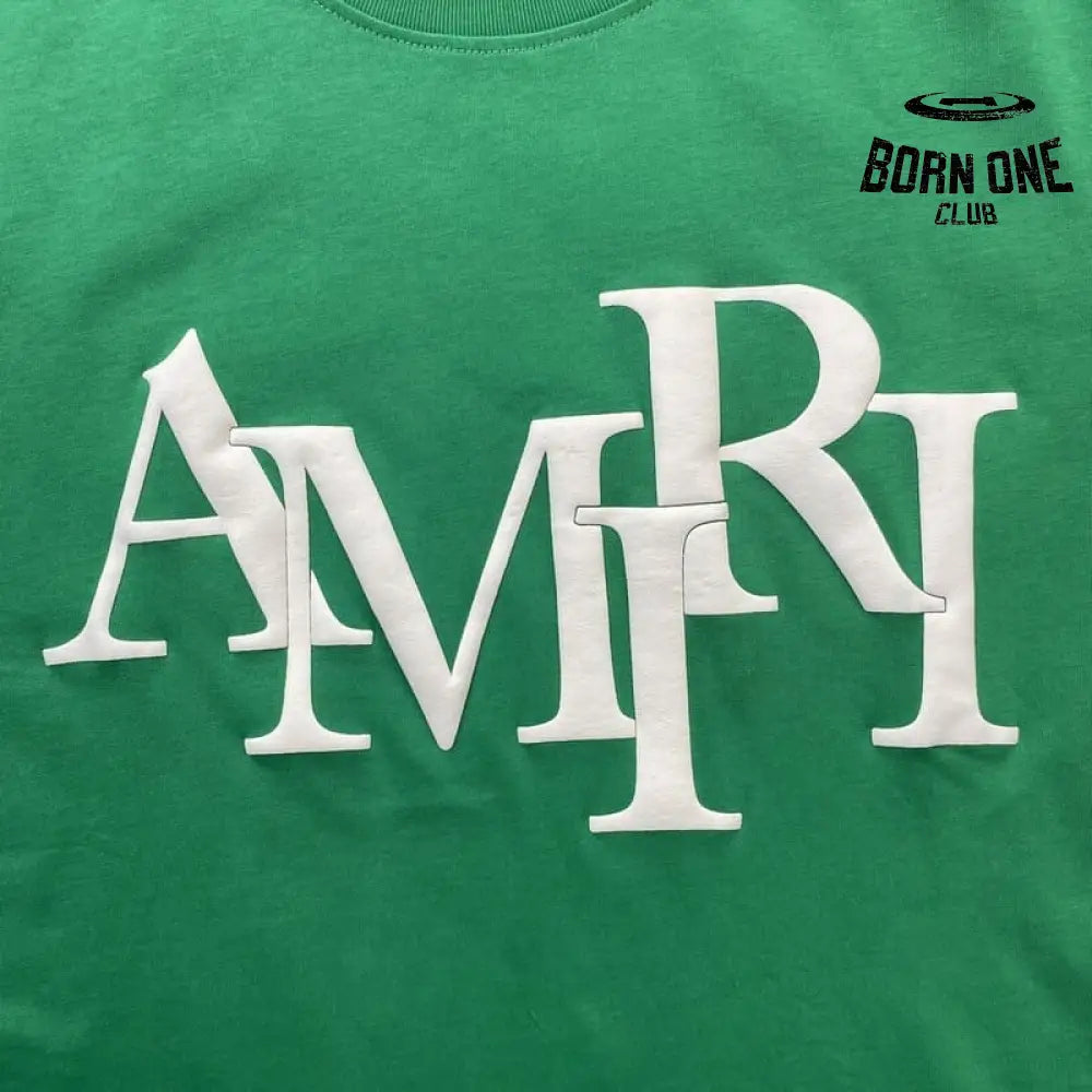 Camiseta Amiri Staggered Logo Verde
