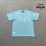 Camiseta Amiri Staggered Logo Azul