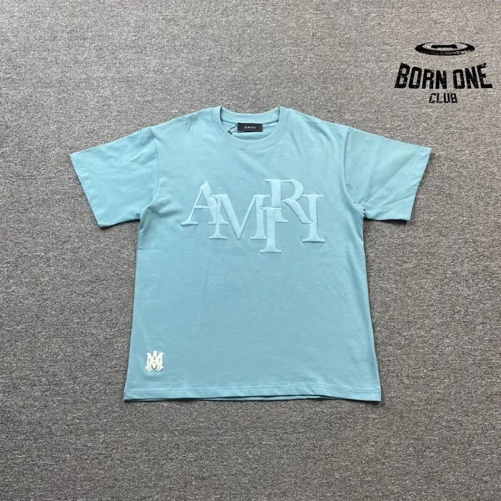 Camiseta Amiri Staggered Logo Azul
