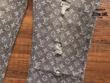 Calça Louis Vuitton Distressed Baggy Monogram Jeans