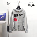 GALLERY DEPT. BOXING MERCH ZIP HOODIE Grey Moletom