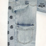 Godspeed Embroidered Multi-Pocket Calça Jeans Blue