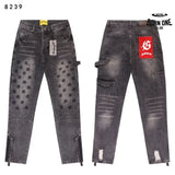 Godspeed Embroidered Multi-Pocket Calça Jeans Smoky Gray