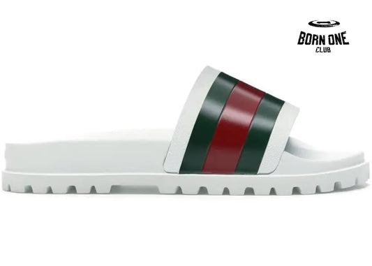 Gucci Web Slide Sandal White Gucci Rhyton Vintage Logo