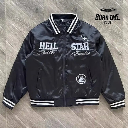 Hellstar Jaqueta Bomber Colegial Bordado Preto / XL