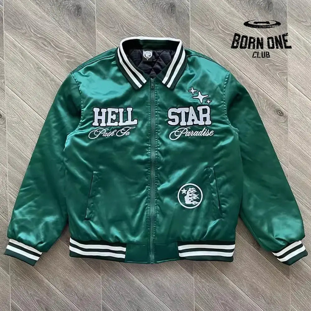 Hellstar Jaqueta Bomber Colegial Bordado Verde / XL