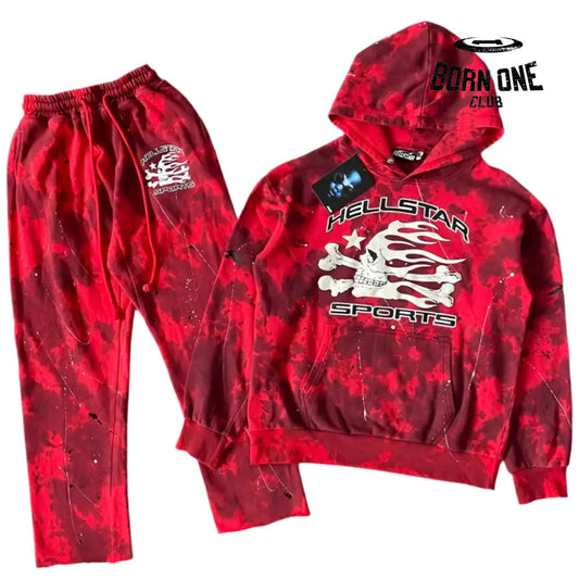 Hellstar Moletom Conjunto Tie Dye Hoodie