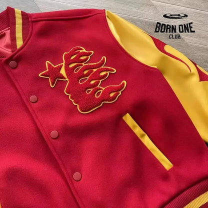 Hellstar Records Logo bordado Jaqueta colegial bomber