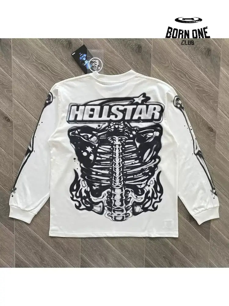Hellstar Studios Airbrushed Bones Longsleeve Camiseta Manga Longa