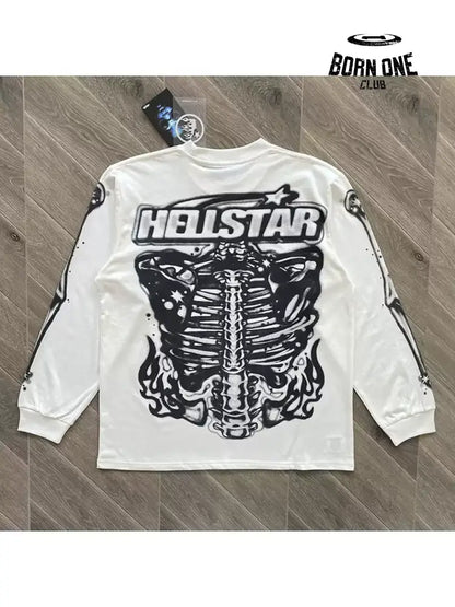 Hellstar Studios Airbrushed Bones Longsleeve Camiseta Manga Longa