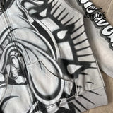 Hellstar Studios Bull Dog Grey Zip Up Hoodie Moletom