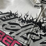 Hellstar Studios Flame Glitter Zip-Up Hoodie Moletom Jaqueta