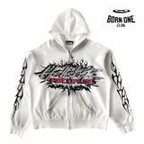 Hellstar Studios Flame Glitter Zip-Up Hoodie Moletom Jaqueta