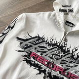 Hellstar Studios Flame Glitter Zip-Up Hoodie Moletom Jaqueta