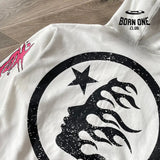 Hellstar Studios Flame Glitter Zip-Up Hoodie Moletom Jaqueta