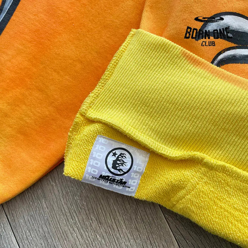Hellstar Studios sun zip up orange hoodie capsule Jaqueta moletom