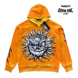 Hellstar Studios sun zip up orange hoodie capsule Jaqueta moletom