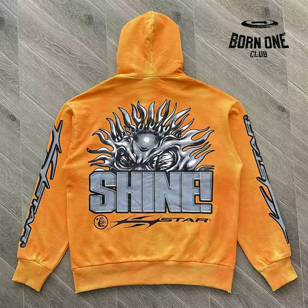 Hellstar Studios sun zip up orange hoodie capsule Jaqueta moletom