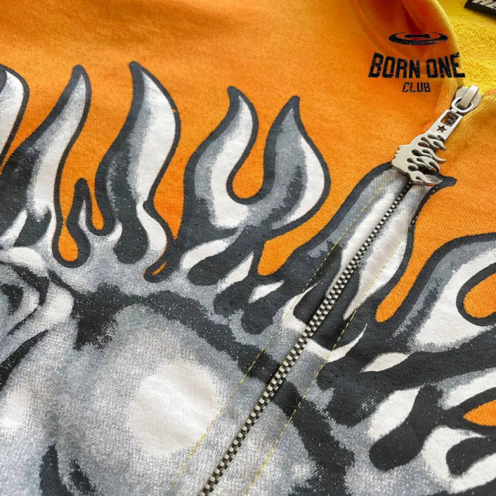 Hellstar Studios sun zip up orange hoodie capsule Jaqueta moletom