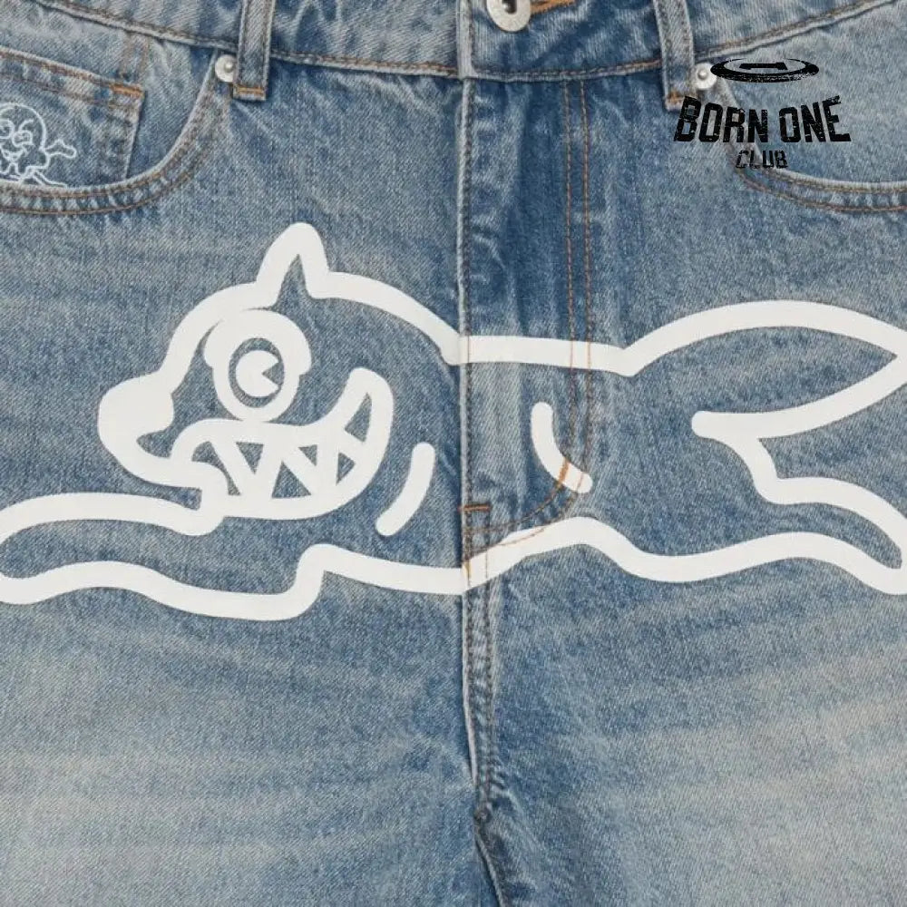 Ice Cream Running Dog Shorts Denim Bermuda Jeans